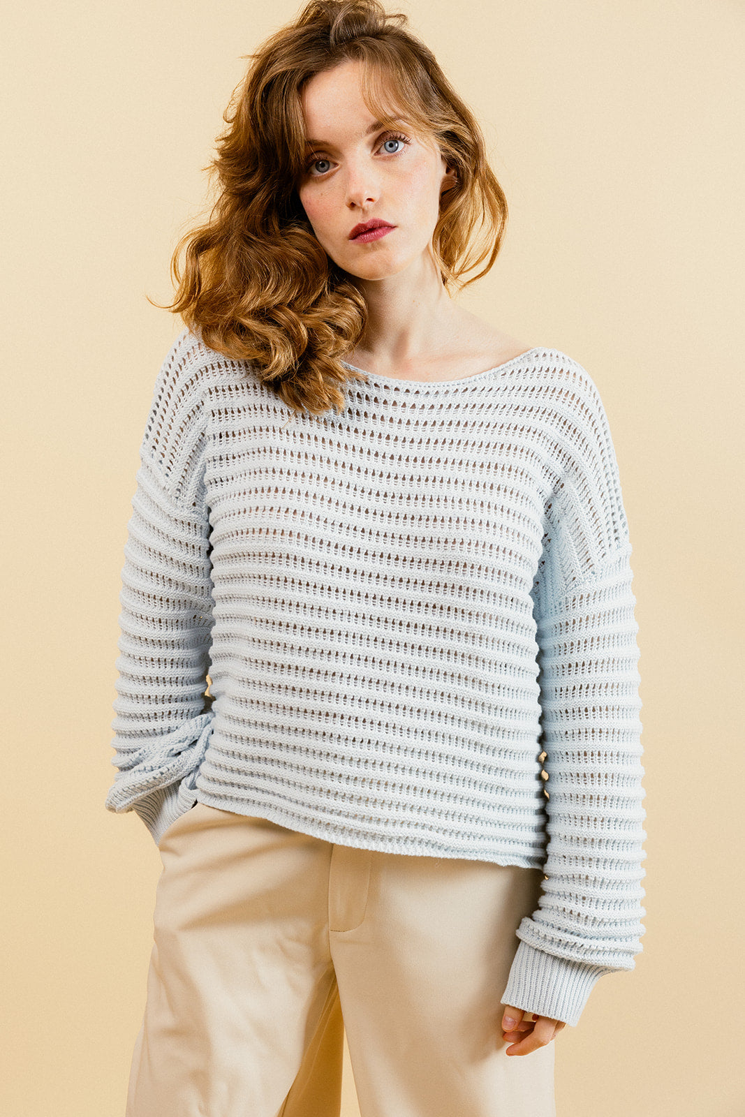 KELLY - Pull Ciel en Crochet Femme