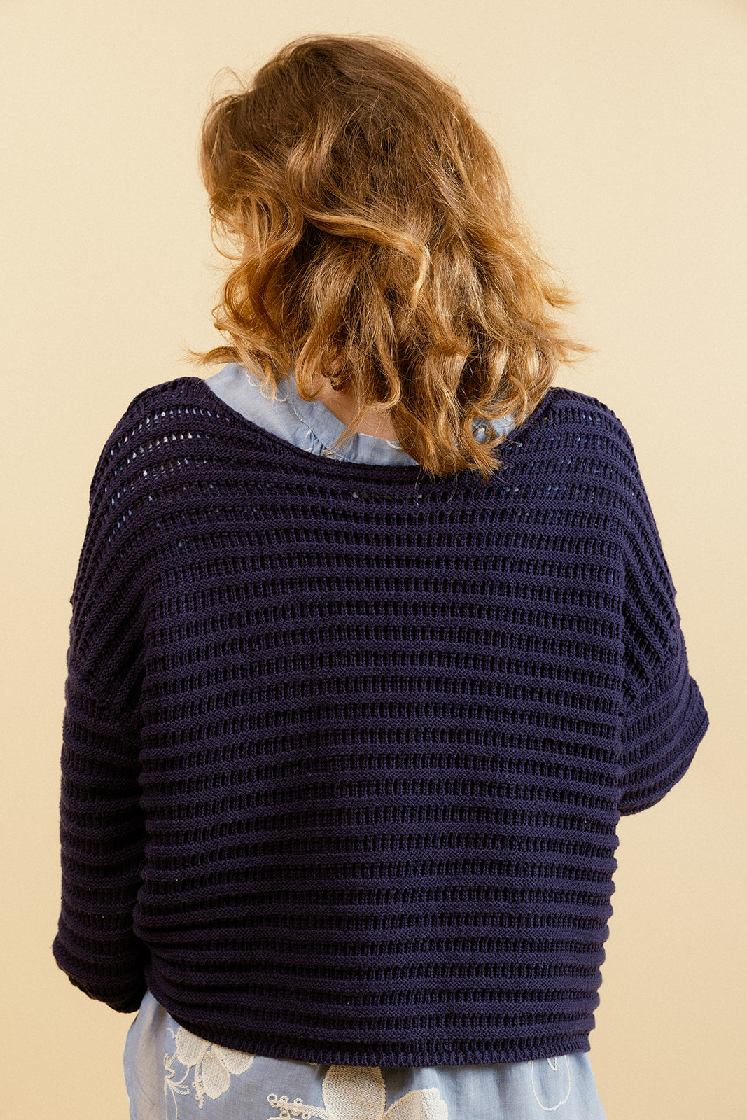 KELLY - Pull Marine en Crochet Femme