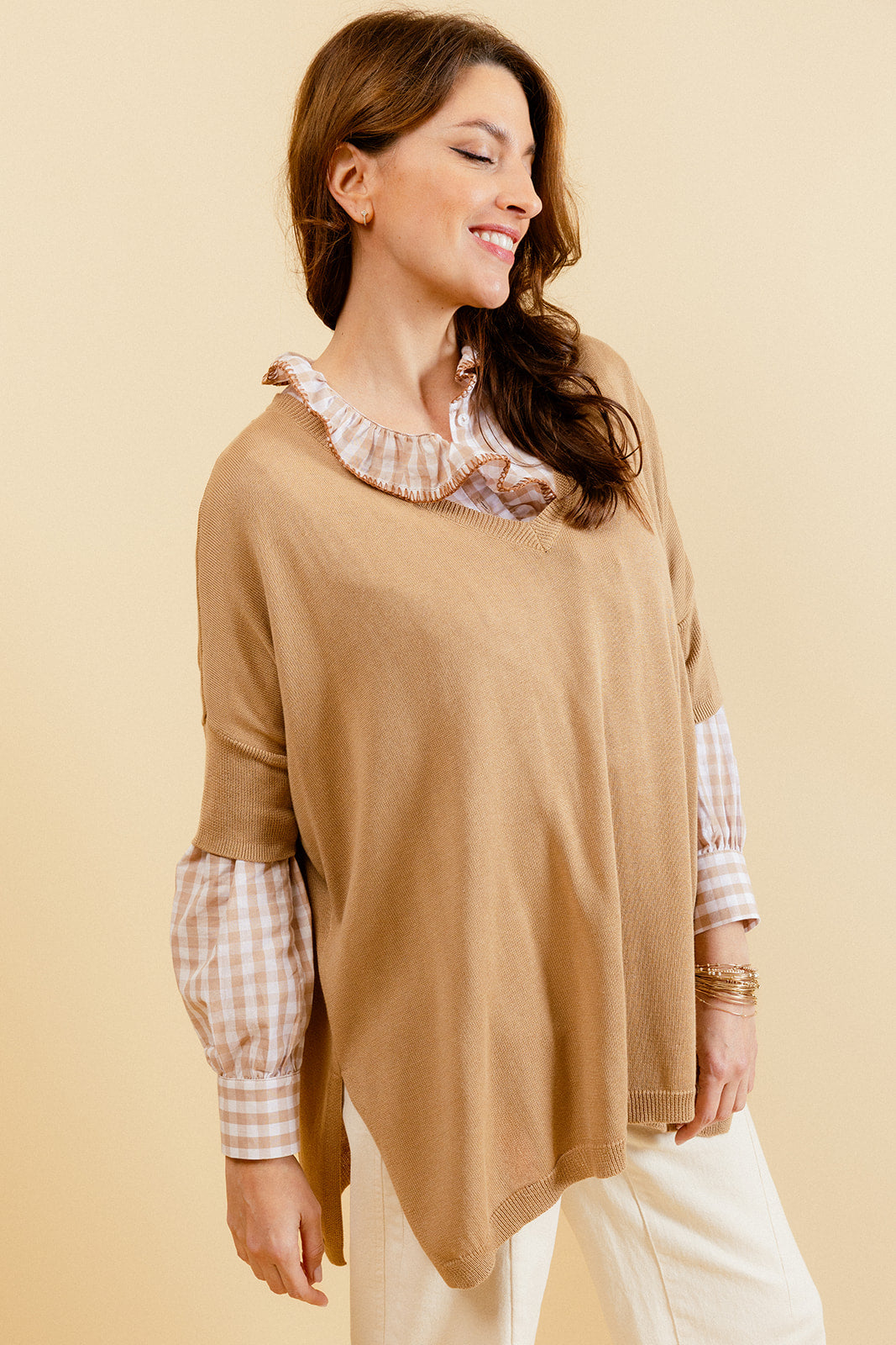 STEPH - Pull Tabac Uni Oversize Femme