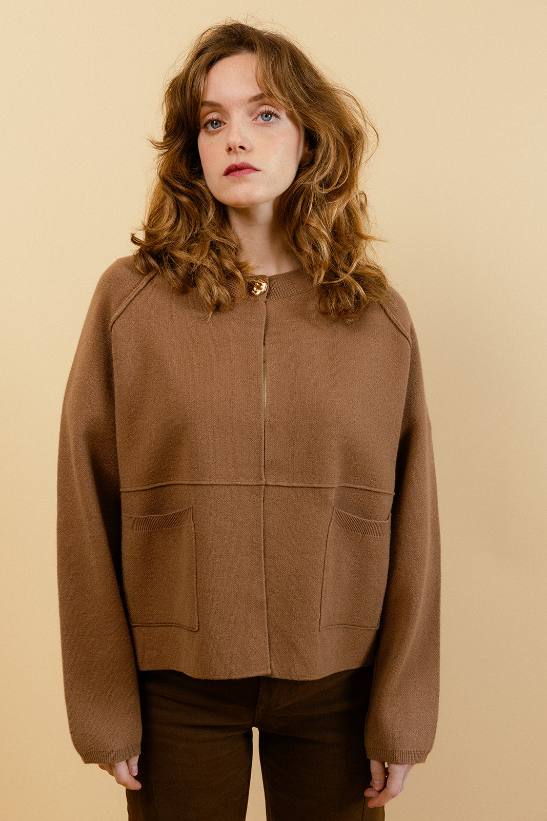 ERICA - Gilet en Maille Femme couleur Tabac