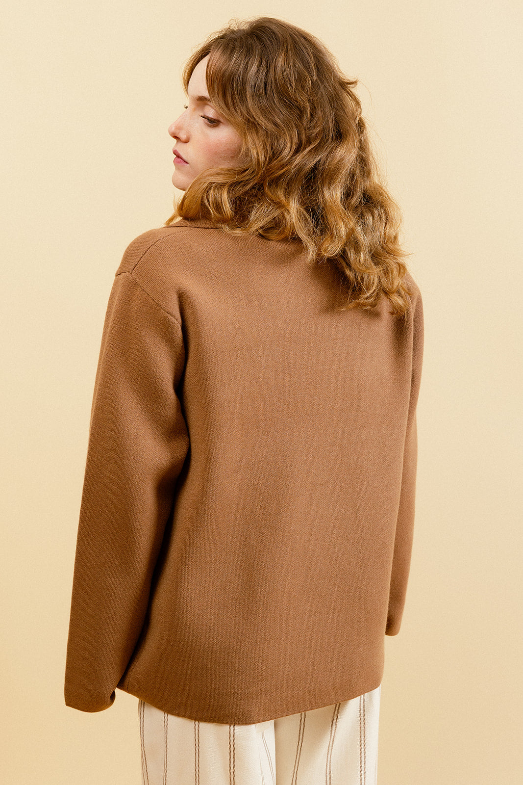 ELLIS - Gilet Blazer en Maille Femme couleur Tabac