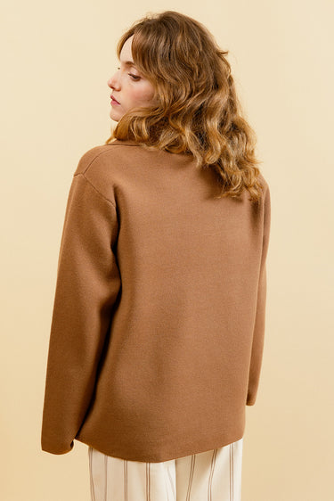 ELLIS - Gilet Blazer en Maille Femme couleur Tabac