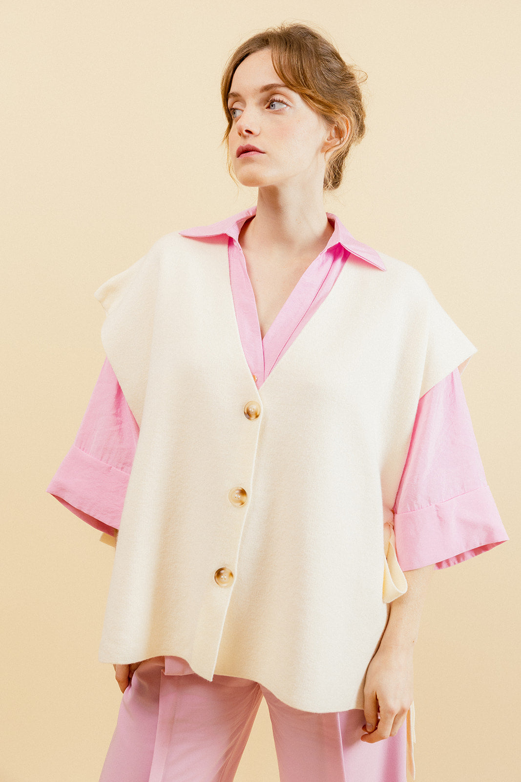 TOMMY - Gilet Écru sans Manches Femme