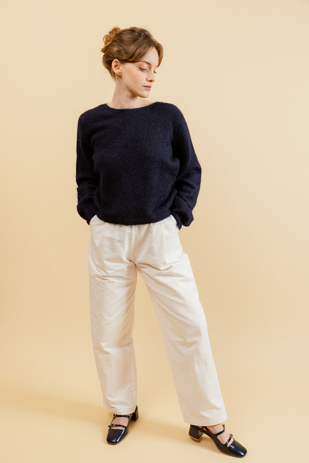 NATE - Pull Marine en Maille Torsadée Femme