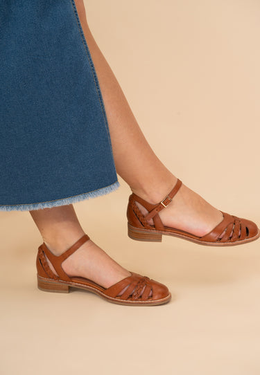 JINETTE - Sandales en cuir Camel