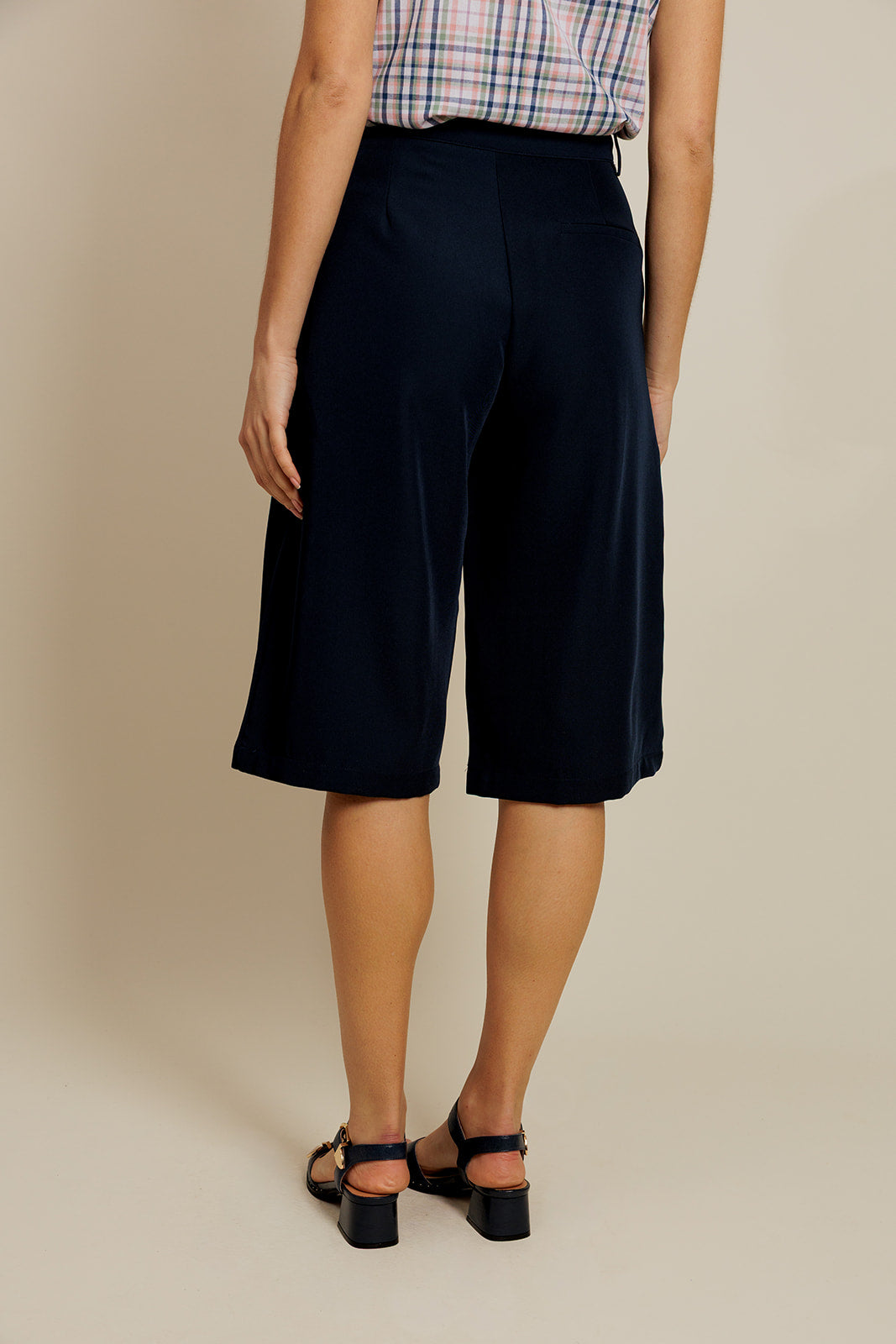 LORENZO - Bermuda Marine Taille Haute à Jambes Larges