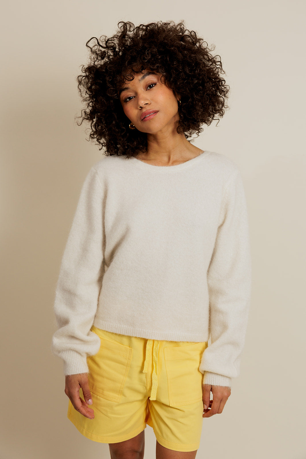 NATE - Pull Écru en Maille Torsadée Femme