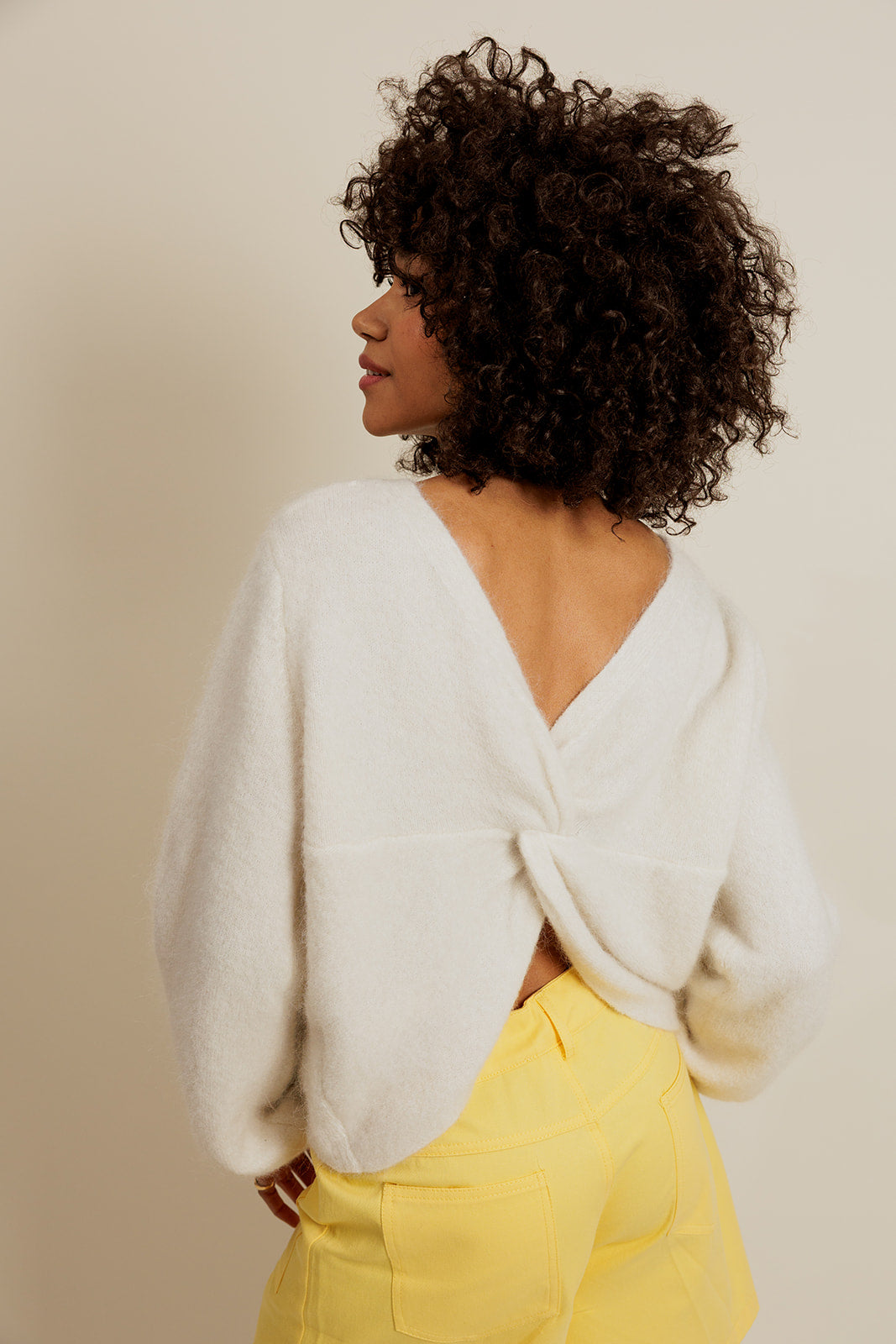 NATE - Pull Écru en Maille Torsadée Femme