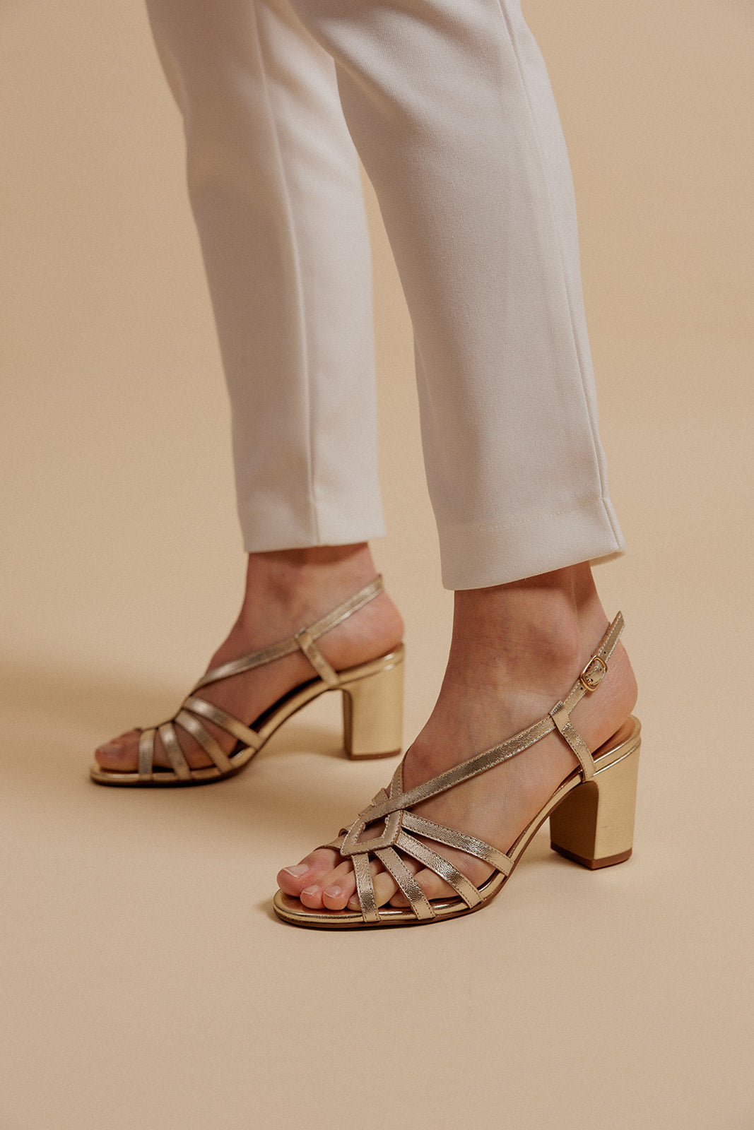 SANDALES À TALONS LOUANE - PLATINE