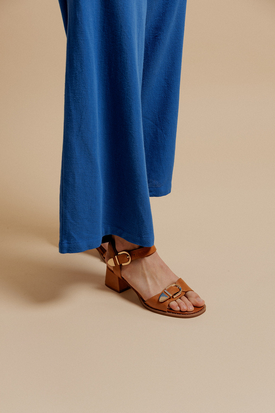 SANDALES À TALONS MISTRA - COGNAC