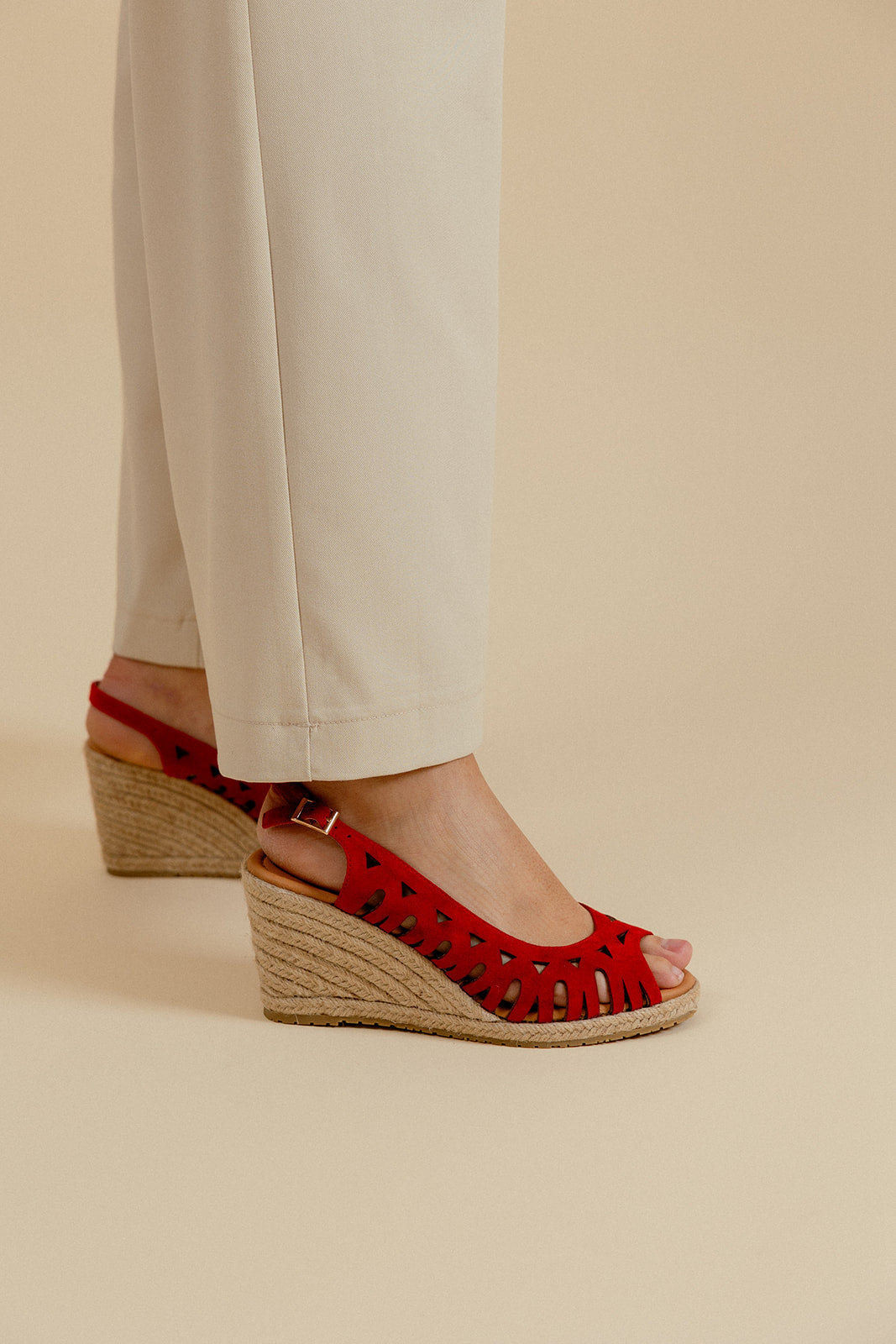 SANDALES COMPENSÉES SARAH - ROUGE