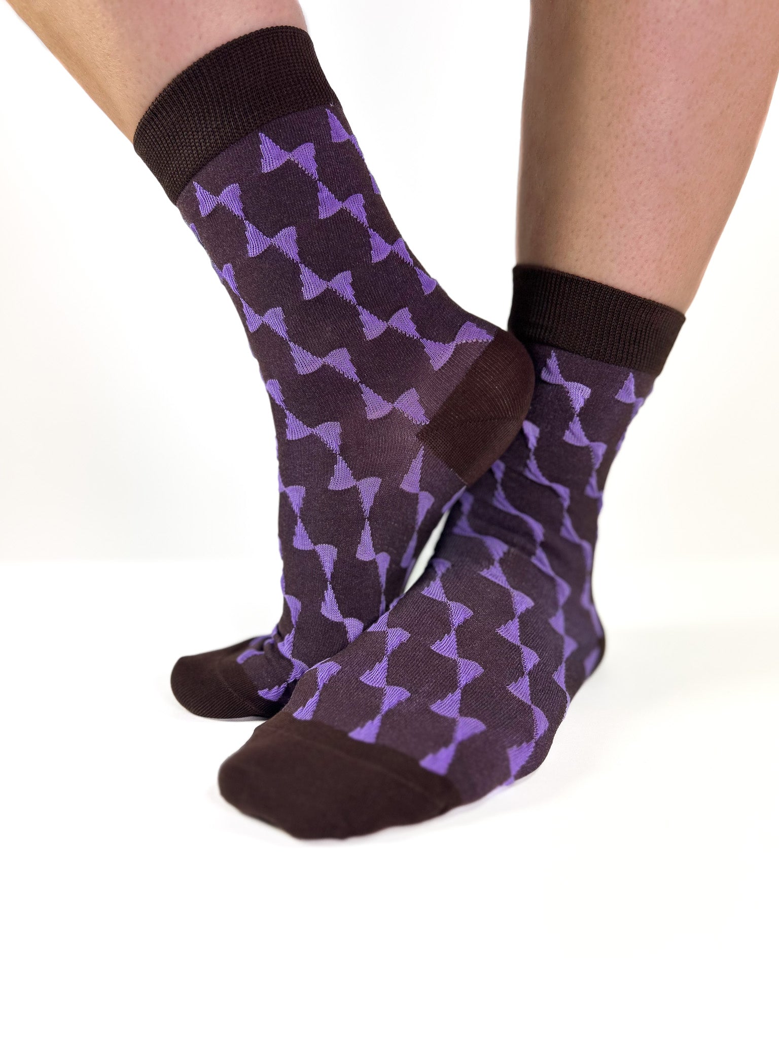 BOLT - Chaussettes Pied-de-Poule Chocolat & Mauve