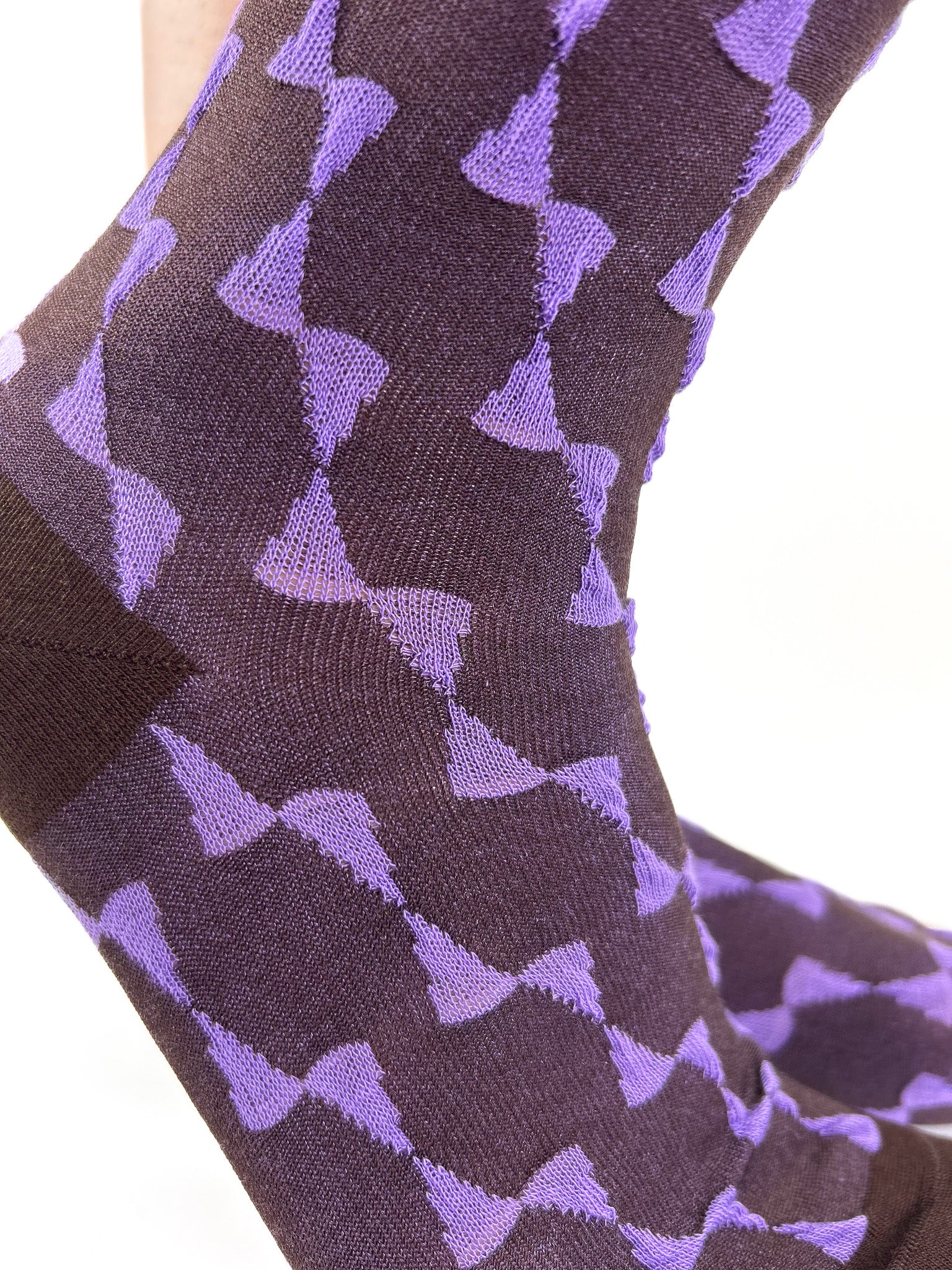 BOLT - Chaussettes Pied-de-Poule Chocolat & Mauve