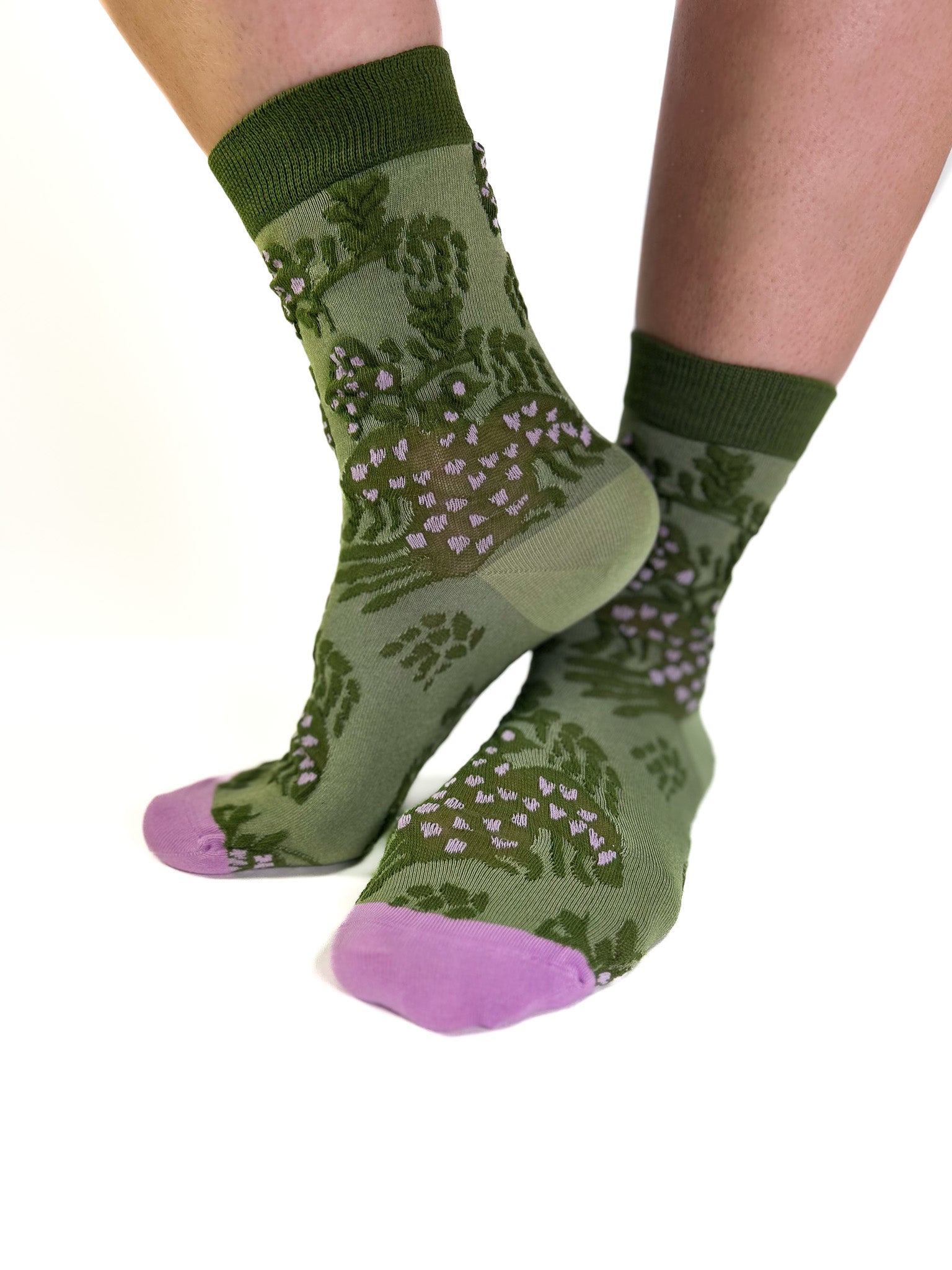 POLKA - Chaussettes à Motif Floral Vert & Lavande