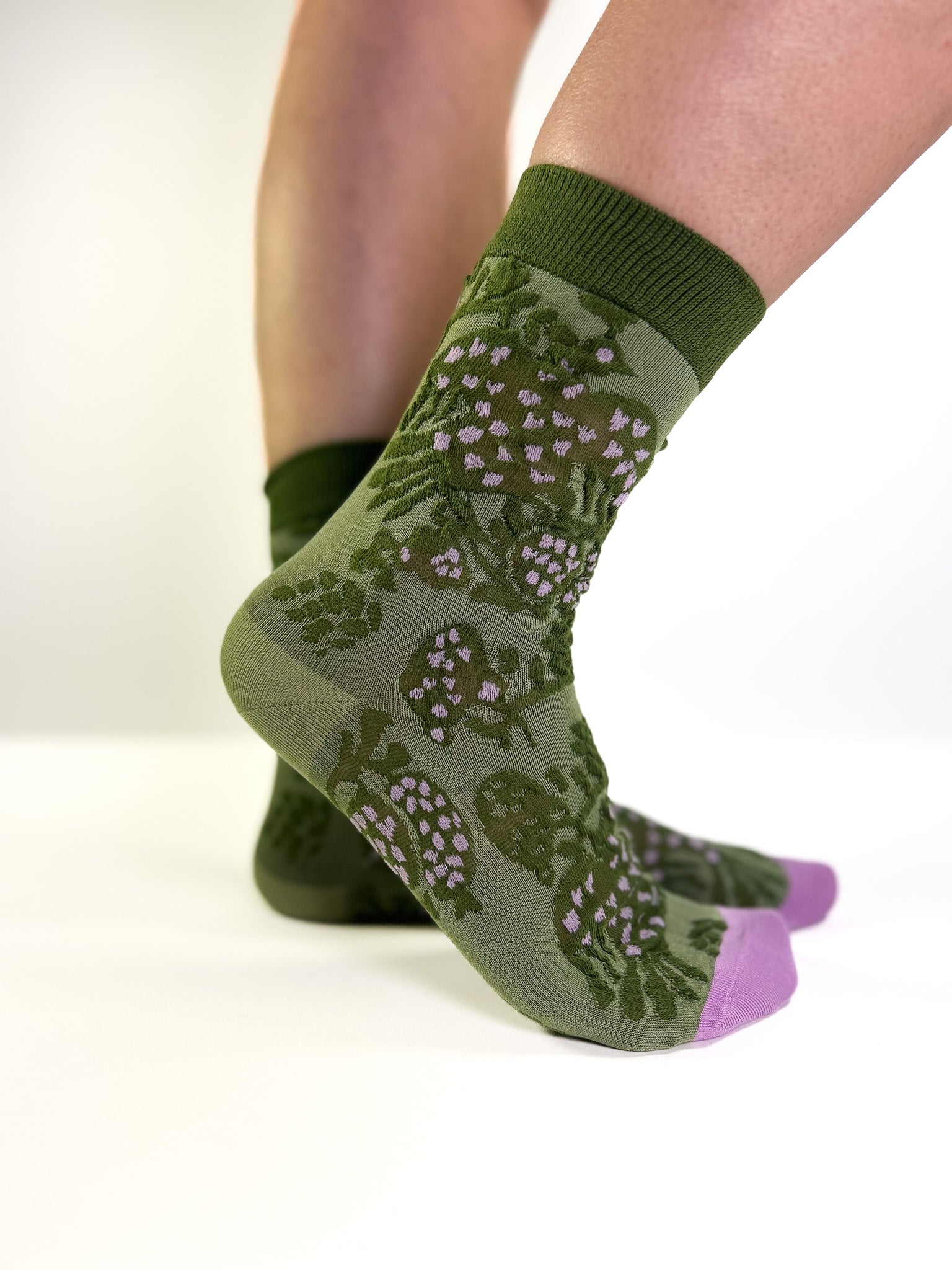 POLKA - Chaussettes à Motif Floral Vert & Lavande