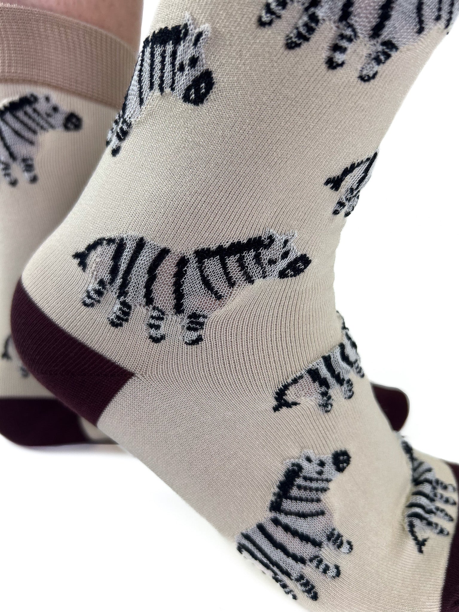 ZÉBRA - Chaussettes Fantaisie Crème & Imprimé Zèbre