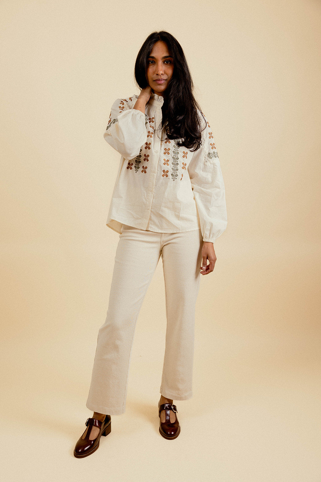 CHEMISE SERVANE - ÉCRU/KAKI