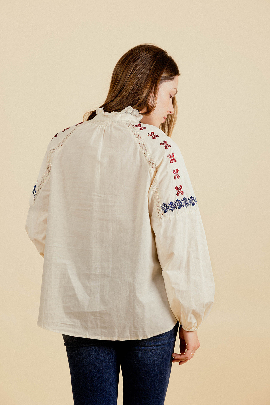 SERVANE SHIRT - ECRU/NAVY