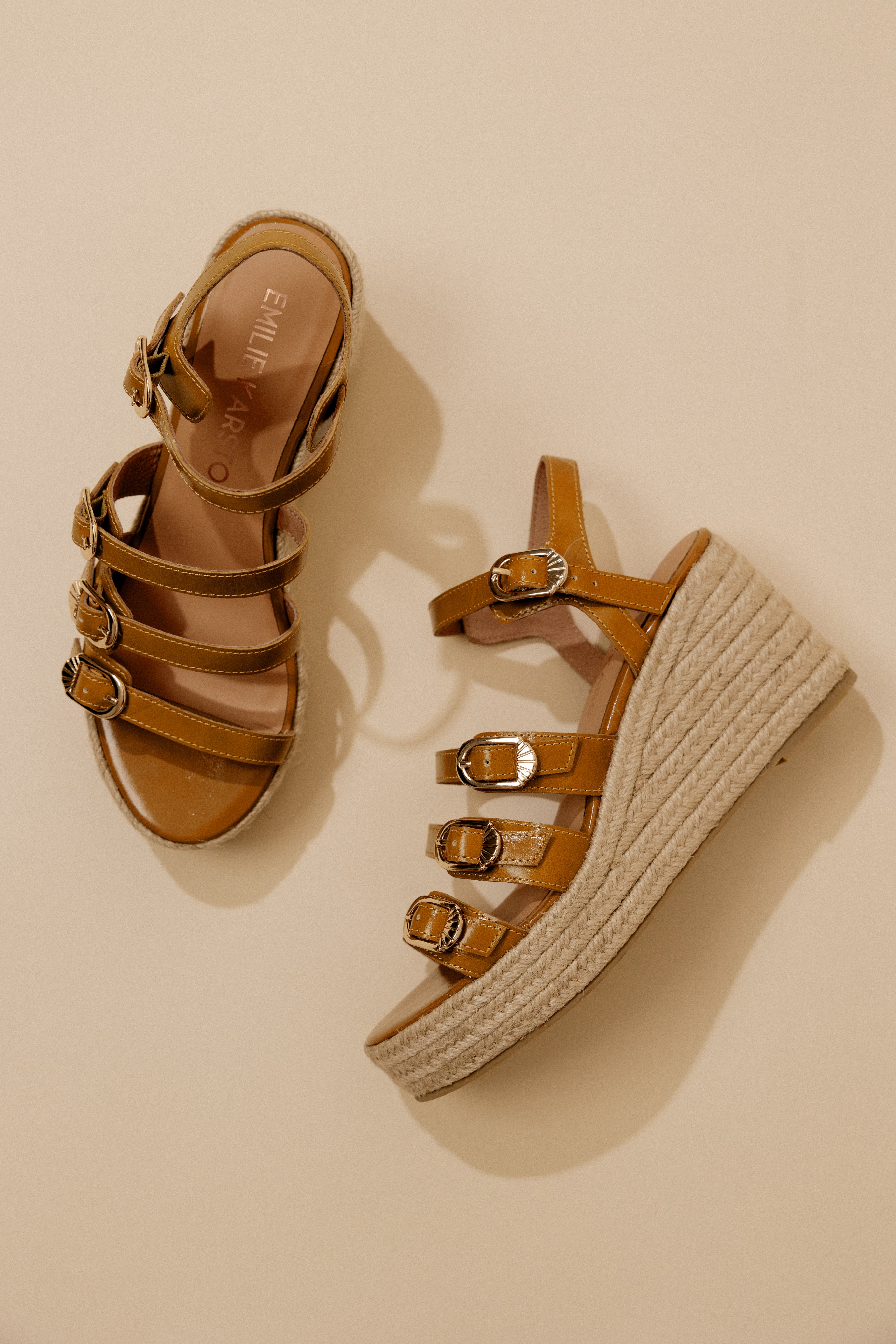 SANDALES COMPENSÉES TALIA - OCRE