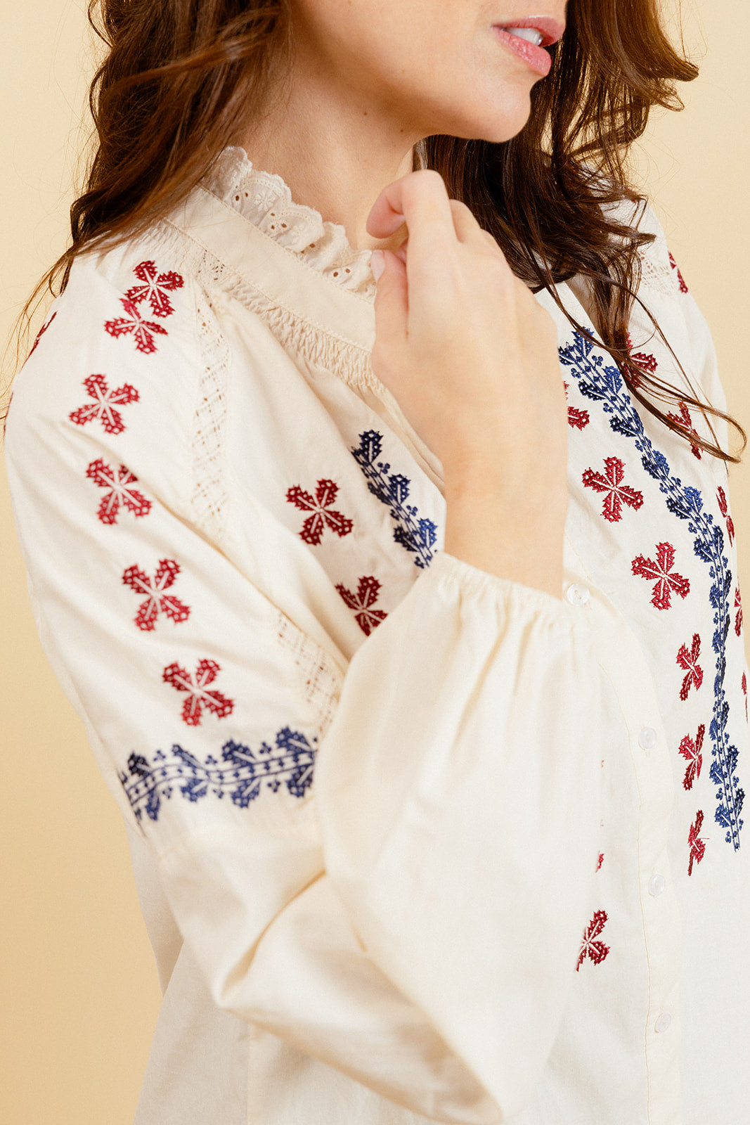 SERVANE SHIRT - ECRU/NAVY