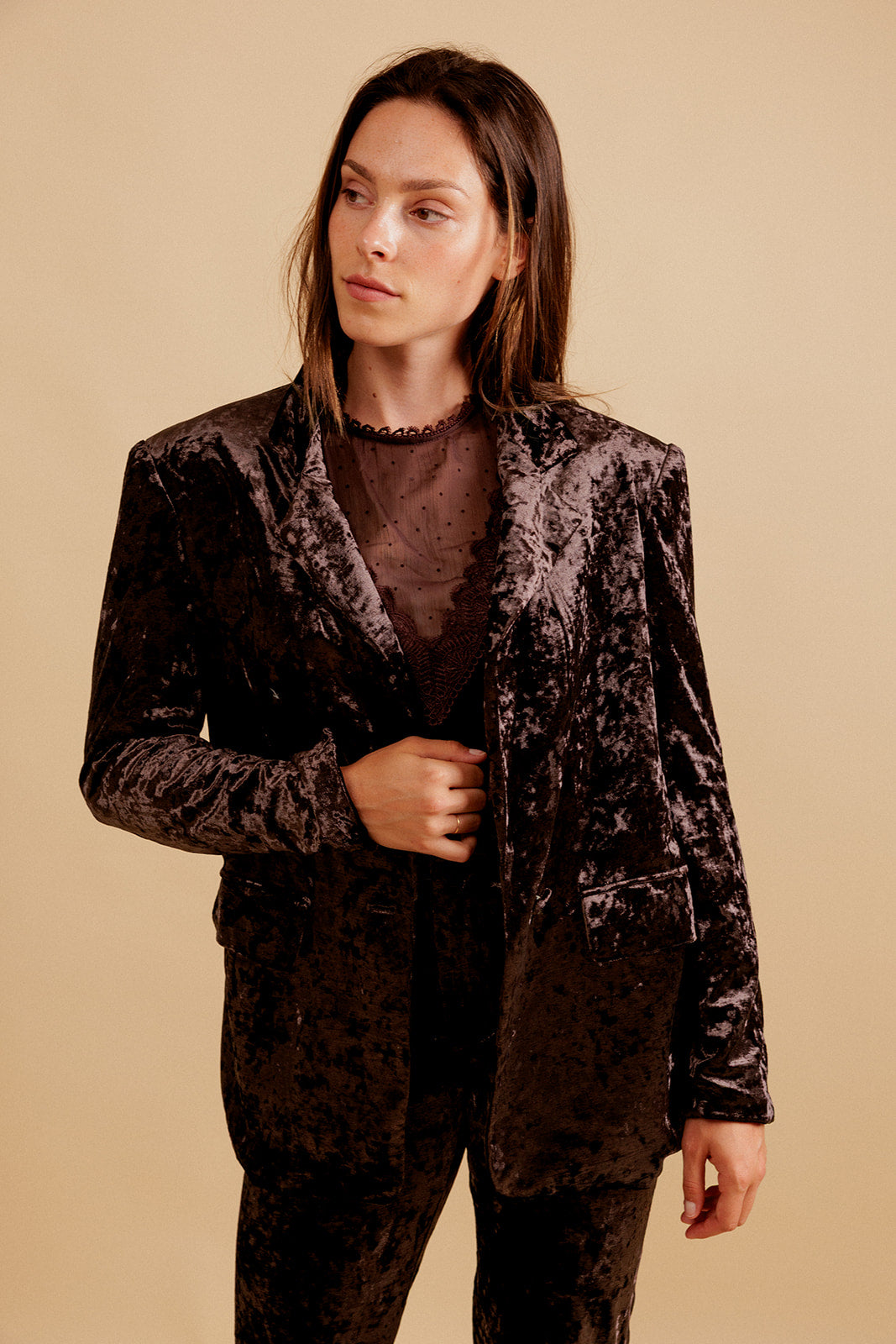 BLAZER LÉOPAULE - MARRON