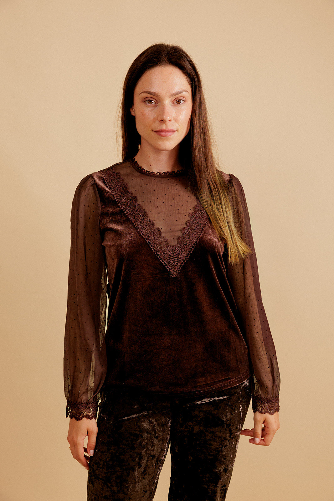 BLOUSE AZILIS - MARRON