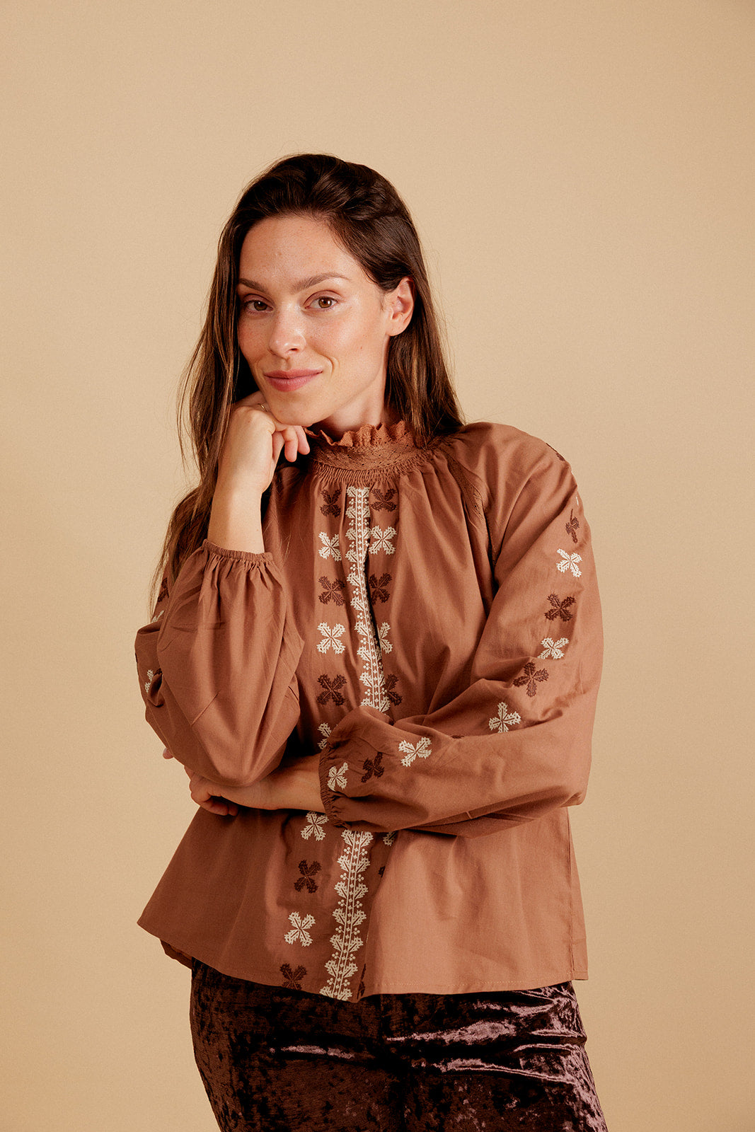 CHEMISE AMARANTE - CAMEL