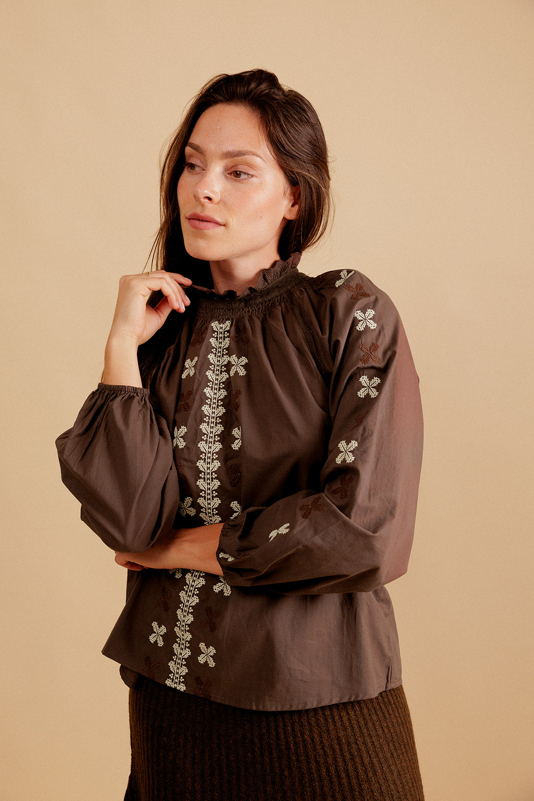 CHEMISE AMARANTE - MARRON