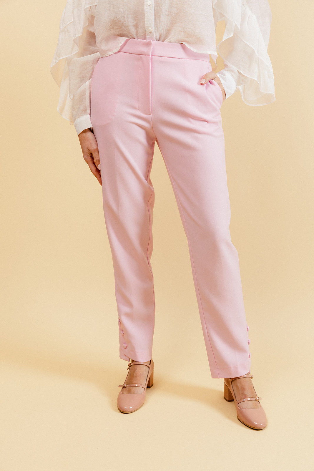 MANOÉ - Pantalon de Costume Rose Uni
