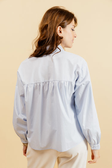 CARLOTA – Chemise Unie ciel avec Col Français