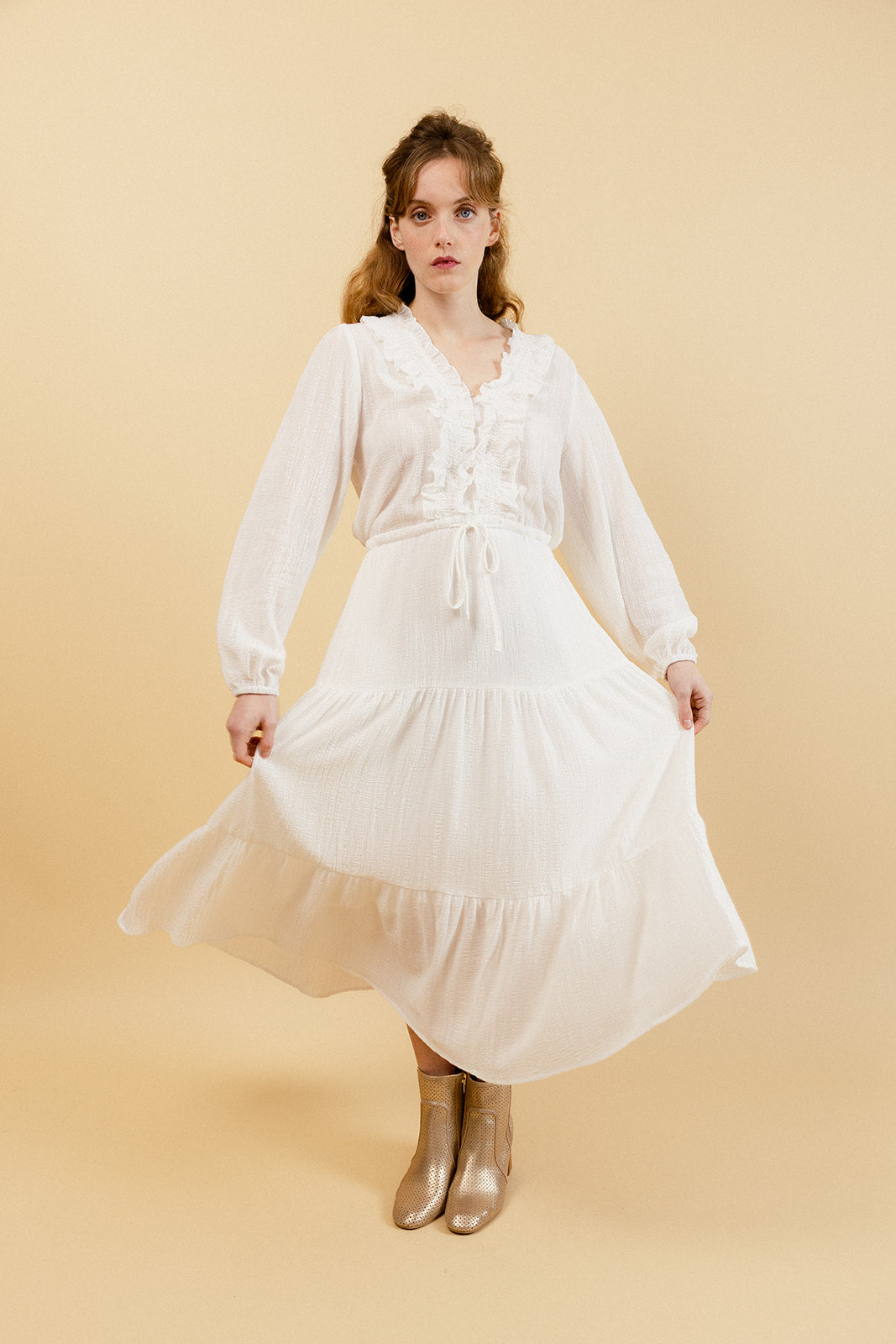 CARO - Robe Midi Femme Blanche