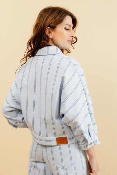 HAYLEY - Veste Manches 3/4 à Rayures Ciel