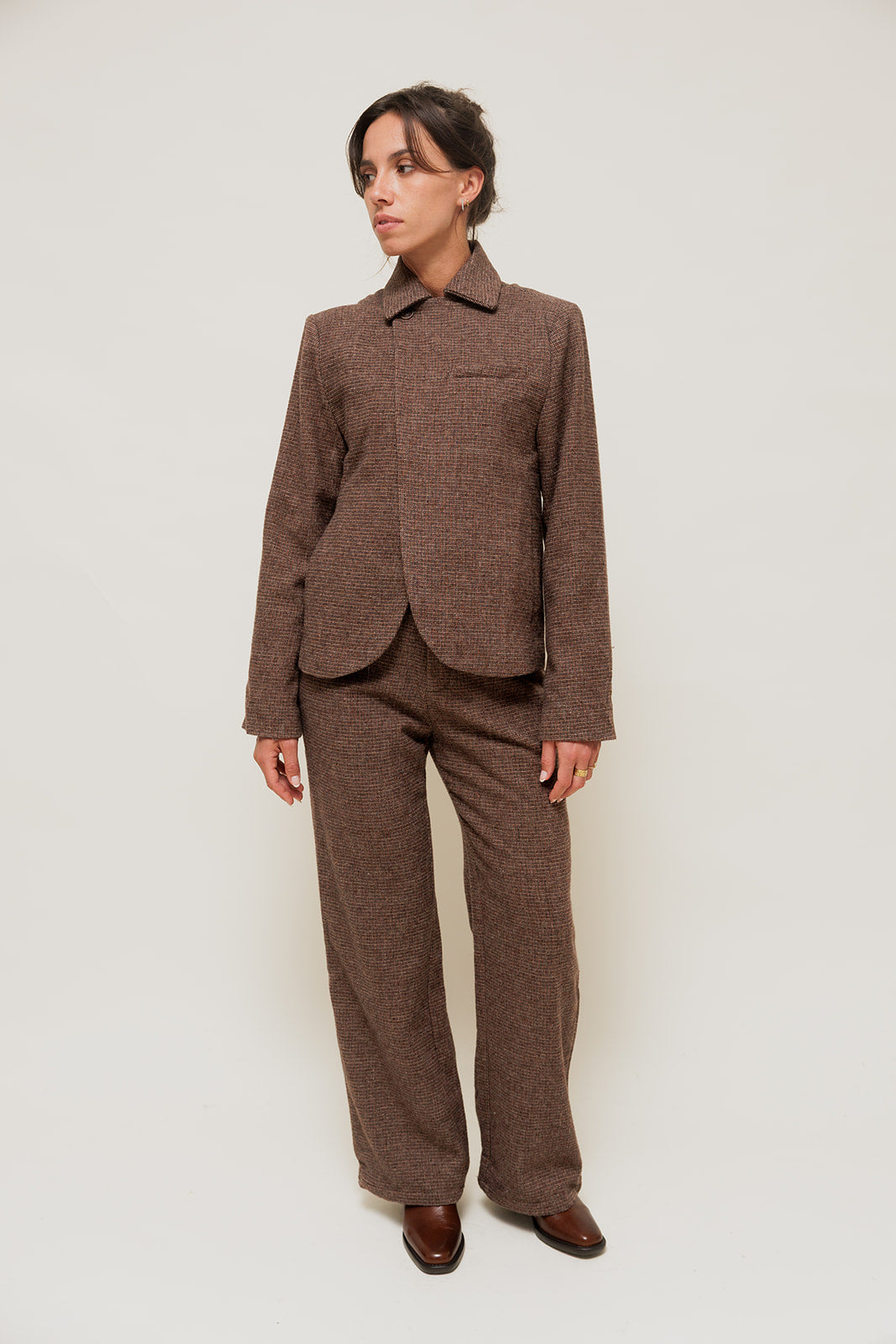 ALYNE - Blazer Coupe Droite en Chevron Marron
