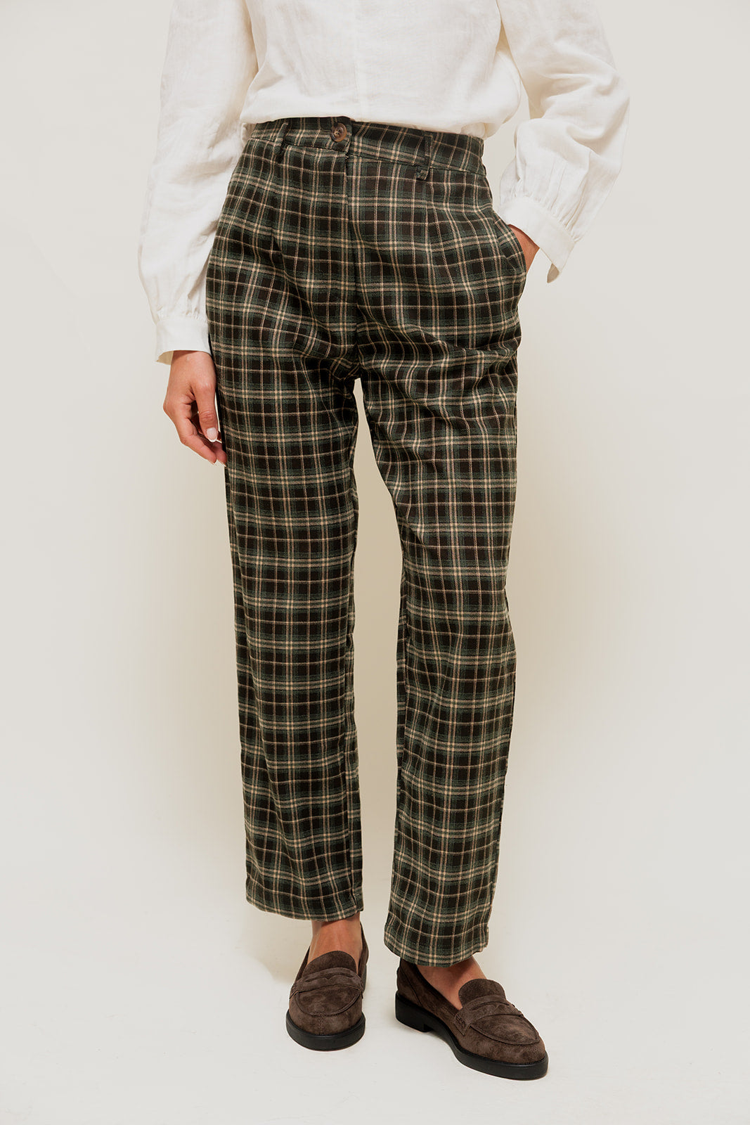 CELIANE - Pantalon Droit à Carreaux