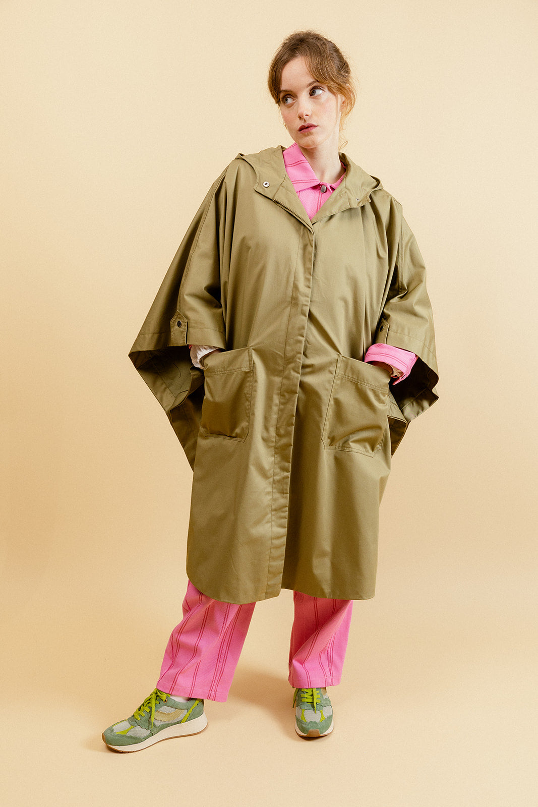 ELEANOR - Trench Poncho Oversize Kaki