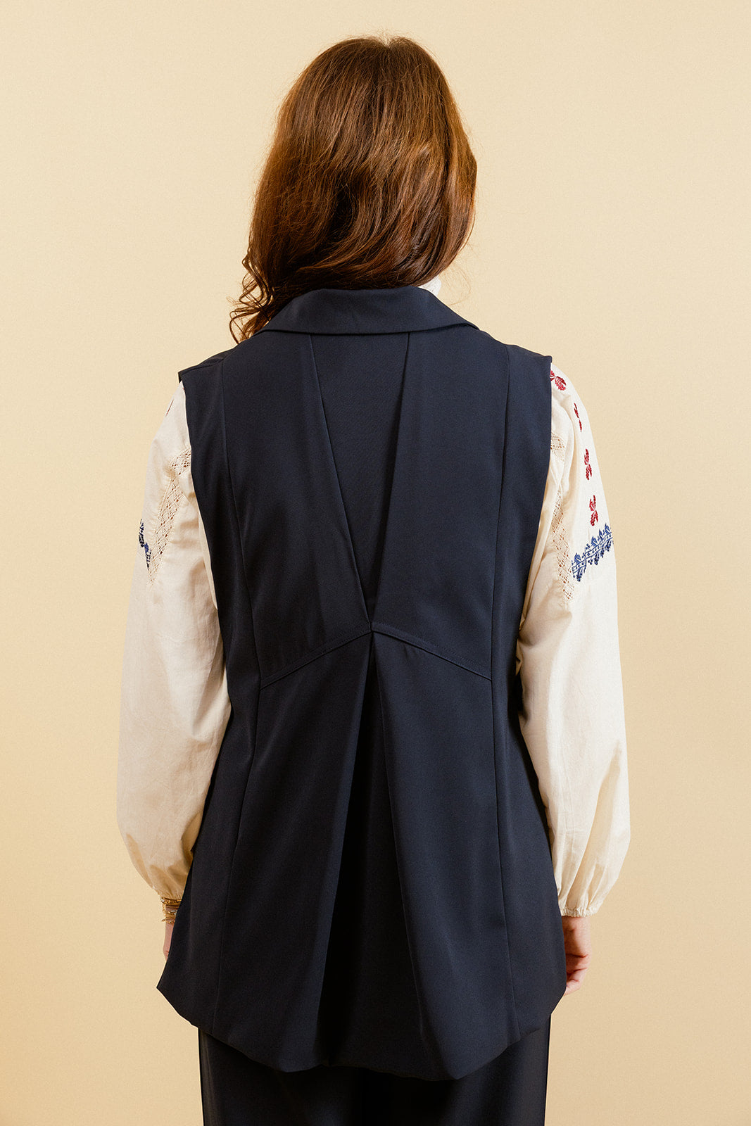 ANAÉ - Blazer Marine Long Sans Manches Uni