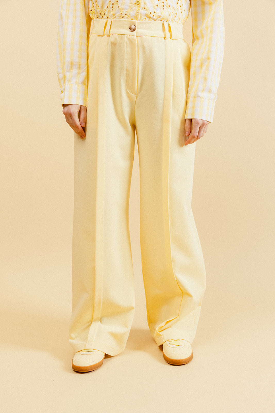OPHÉLIE - Pantalon Habillé Jaune Taille Haute