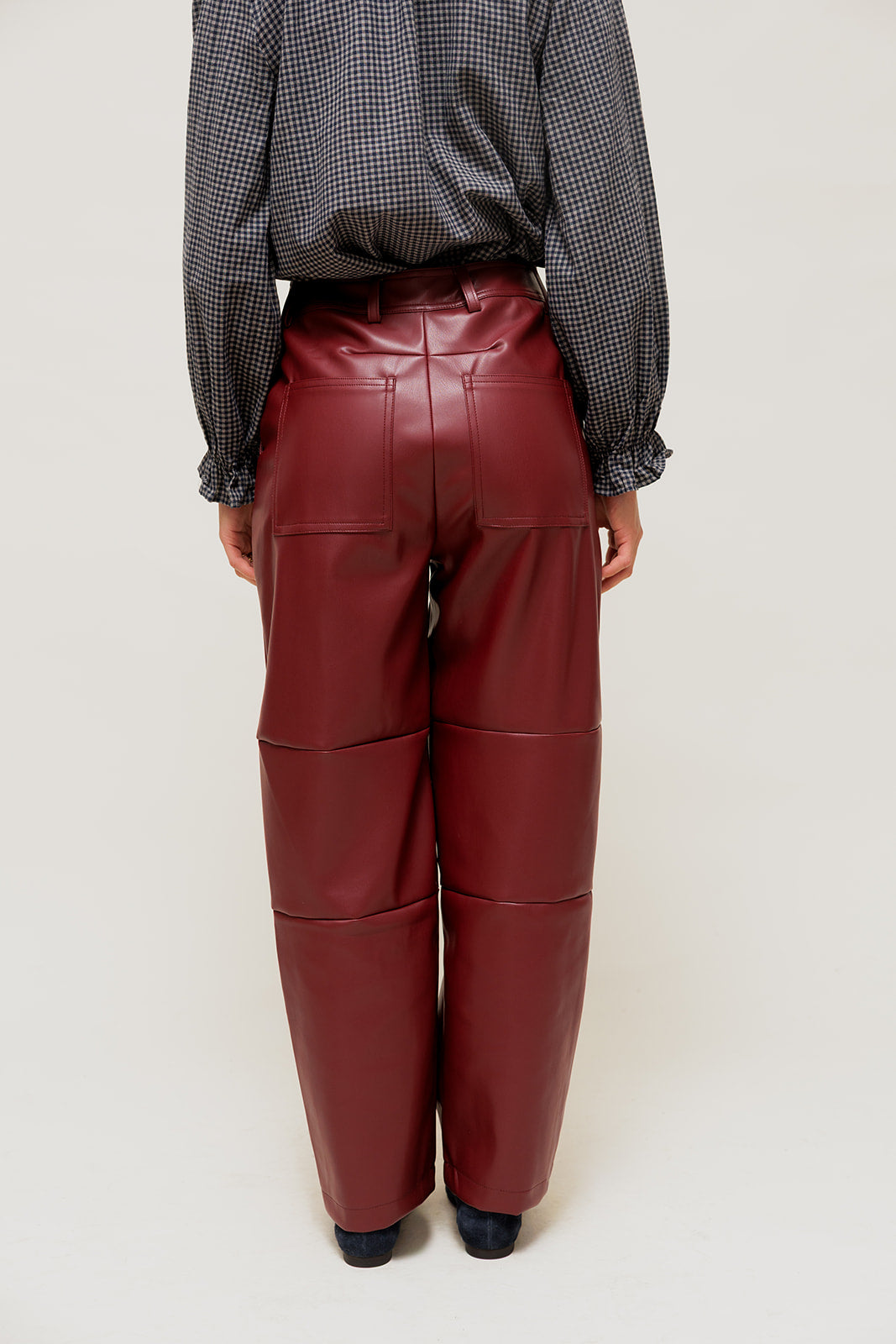 ANORIA - Pantalon en Simili Cuir Structuré Bordeaux