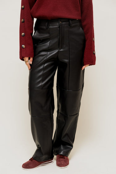 ANORIA - Pantalon en Simili Cuir Structuré Noir