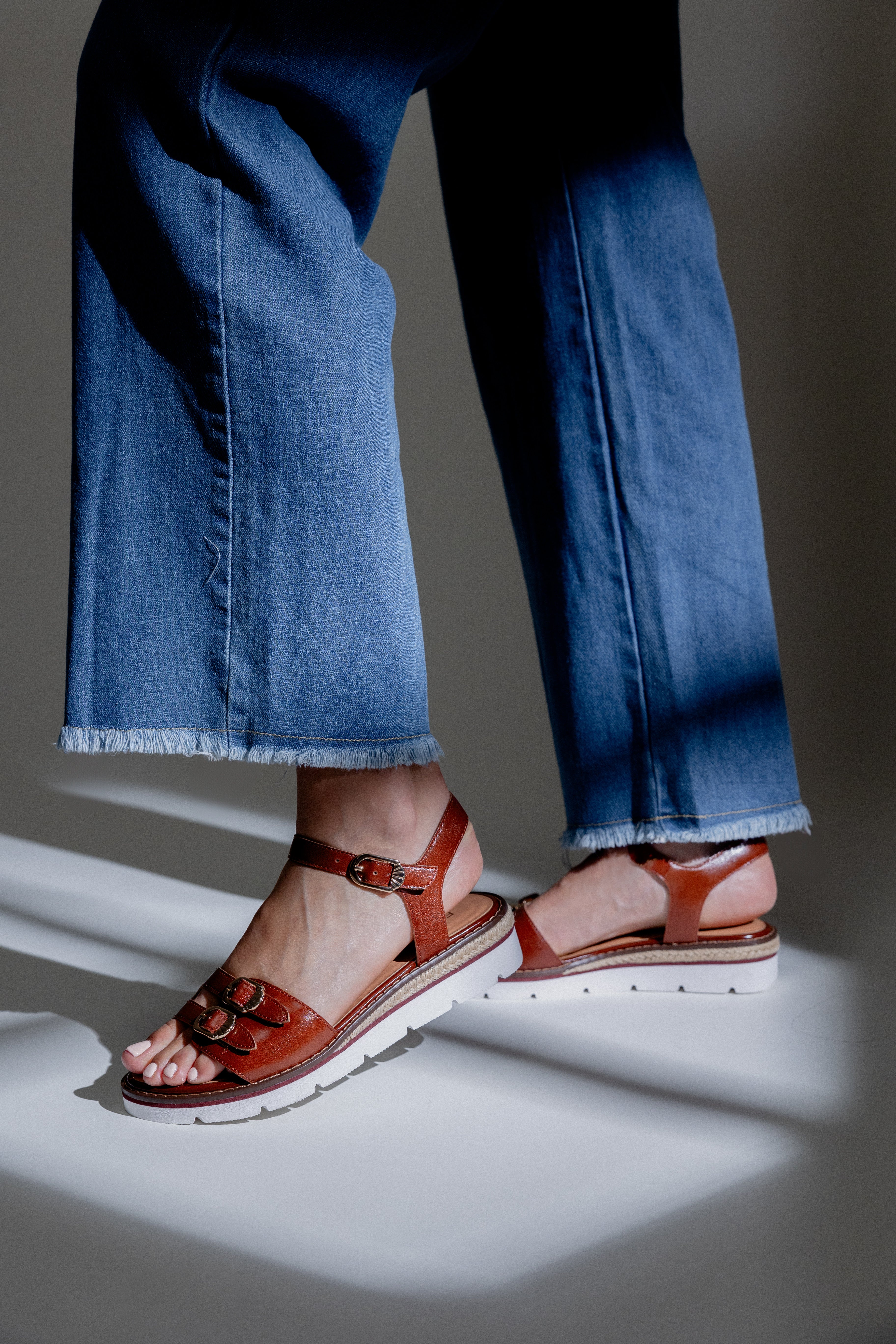 SANDALES XENIA - COGNAC