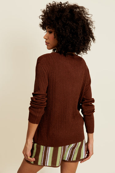 AIVINE - Gilet Marron avec Lurex