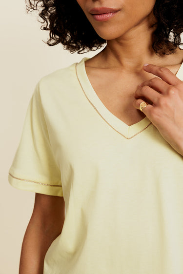 LILLIAN - T-shirt Col V Jaune