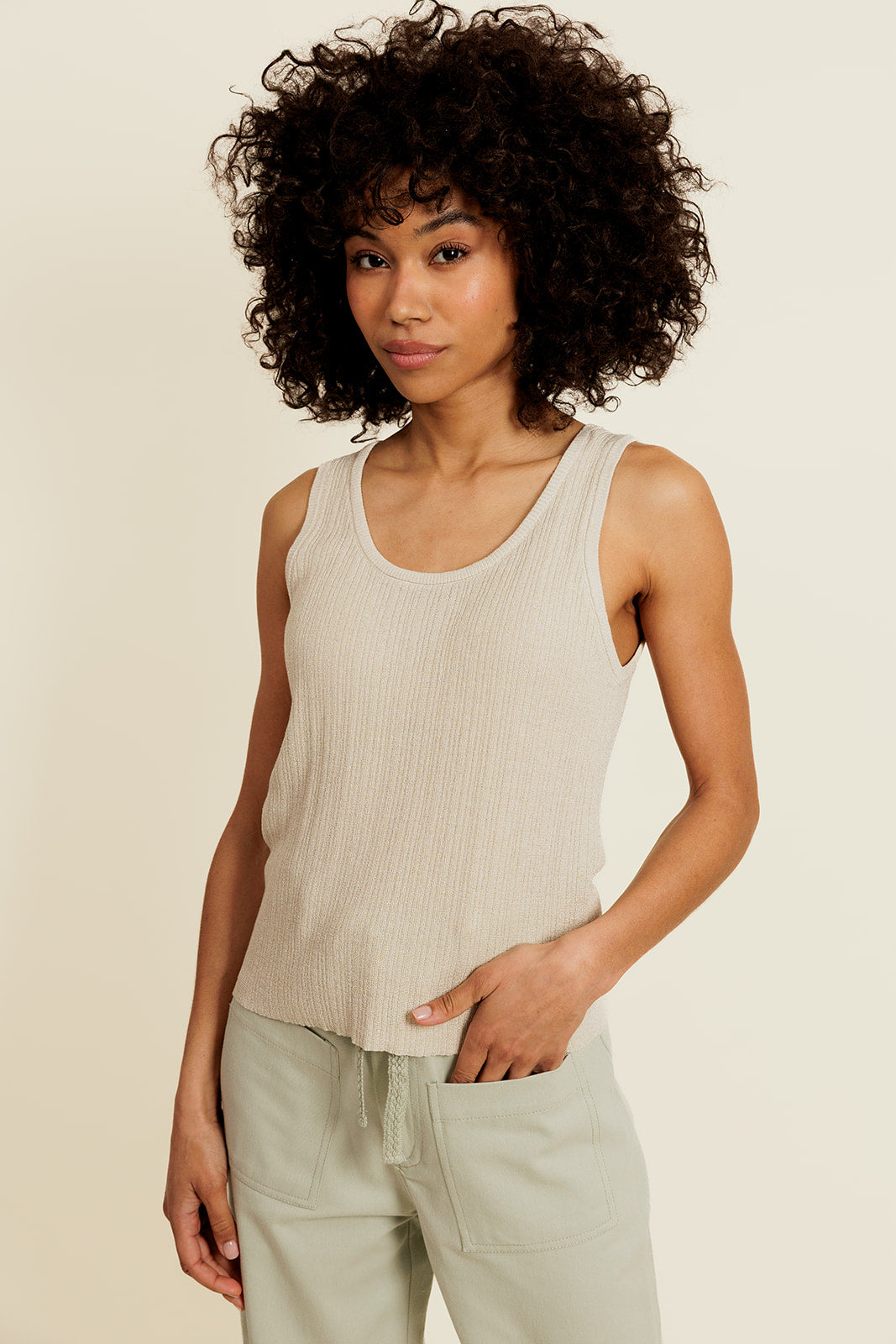 ALYSSÉ - Debardeur Beige avec Lurex
