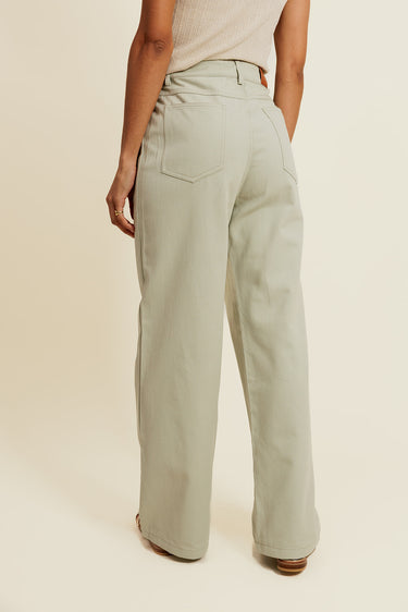 LÉORINE - Pantalon Vert en coton avec Cordon