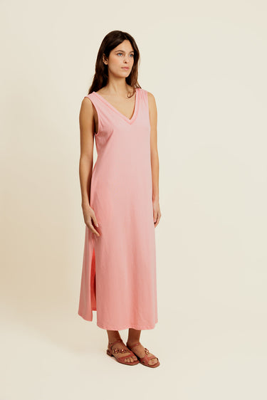 LÉONISSE - Robe Longue Rose à Dos Nu Dentelle