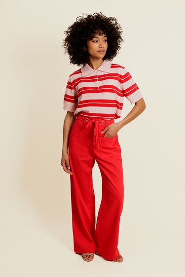 CÉLINEOR - Polo Rose/Rouge à Rayures