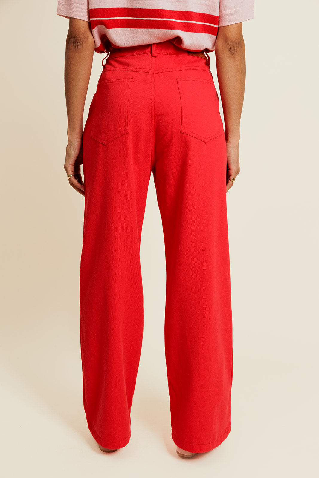 LÉORINE - Pantalon Rouge en coton avec Cordon