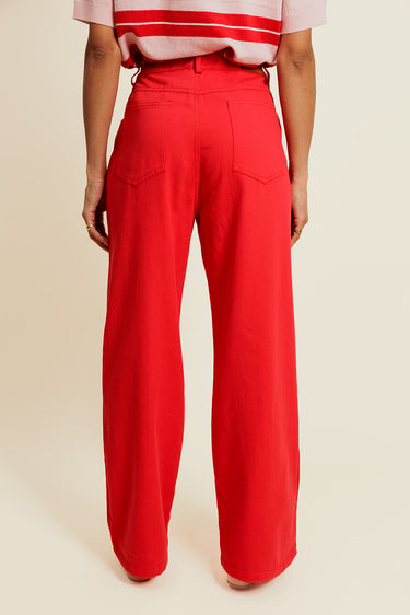 LÉORINE - Pantalon Rouge en coton avec Cordon