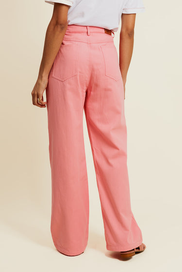 LÉORINE - Pantalon Rose en coton avec Cordon