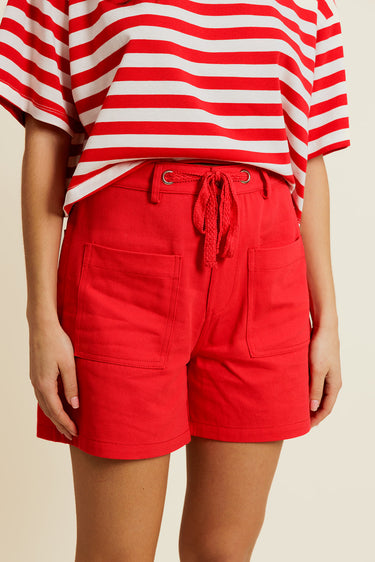 CALIOR - Short Rouge en Coton avec Cordon
